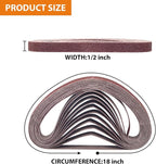 TAOKYID 36 Pack 1/2 x 18 Inch Sanding Belts for Air Belt Sander, Aluminum Oxide File Abrasive Belts 1/2-Inch x 18-Inch, 12 Each of 40/60/80 Assorted Grits 1/2x18 Sanding Belt Sandpaper