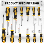 HORUSDY 13-Pieces Screwdriver Set, Magnetic 4 Phillips and 4 Flat Head Tips and Precision Automotive Hook Set for Fastening and Loosening Seized