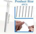 6Pcs Diamond Metal Nail Files, Double Sided Nails File, Thin Stainless Steel Manicure Pedicure Tools with Sharp Pointed Tip Individually Wrap for Women Men Salon Home(6Inch)