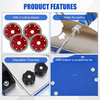 45 Degree Tile Chamfering Tool,Angle Grinder Stand for 45° Tile Cutting,with 4PCS Saw Blades,Gloves,Hose,Adjustable Attachments for Chamfering