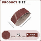 HARFINGTON 2-1/2 x 16 Inch Sanding Belts, 18 Pcs 40 Grits Aluminum Oxide Abrasive Belt Sander File Belt for Woodworking, Metal Polishing, Knife Sharpener