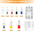 HARDELL+ Ferrule Crimping Tool, AWG 23-7 Wire Ferrule Kit with 1200PCS Terminals, Self-adjustable Ratchet, Square Ferrule Crimper Suitable for Wire Terminals, Cables End-sleeves