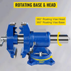 VEVOR Bench Vise 6 Inch, Double Swivel Rotating Heavy Duty Vise Head/Body Rotates 360°,Pipe Vise Bench Vices 30Kn Clamping Force,for Clamping Fixing Equipment Home or Industrial Use