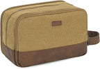WANDF Travel Toiletry Bag for Men Large Toiletries Shaving Bag Water Resistant Hanging Dopp Kit Travel Accessories Bag for Women Men (Khaki)