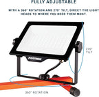 PARMIDA LED Dual-Head Work Light with Telescoping Tripod Stand Up to 6 Ft Tall, UL Approved Cable, Durable Metal Body, 10,000 Lumen, 100W, IP65 Waterproof, Rotating & Detachable Heads, 8 Ft Power Cord