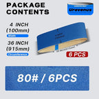 4 x 36 Inch Sanding Belts, 6 Pcs 80 Grit, Zirconia Sanding Belts for Metal Polishing, Woodworking, Surface Refining