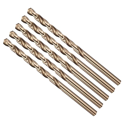 Drill Bit, #14 Cutting Diameter, 4341 HSS Gold Finish 135° Cutting Angle Number Jobber Bits - (Applications: for Drilling Soft Metal Plastic Wood), 5-Pieces