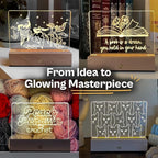 Resparked Creation Series Acrylic Night Light Lamp Crafting Kit –Personalized Engraving, Rechargeable Base, Step-by-Step Instructions, Stencils, and Practice Material for Home Décor or Gift-Giving