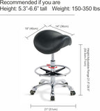 Grace&Grace Ergonomic Rolling Saddle Stool Chair with Wheels Adjustable Swivel Stool with Back and Footrest Heavy Duty for Esthetician, Artist, Dental, Medical, Spa, Salon, Cutting, Home Office