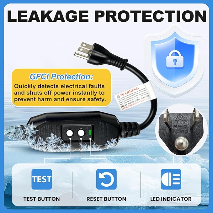 MAXKOSKO Inside the Pipe Self Regulating Heating System, CSA Certified Freeze Protection Heating Cable for Portable Water Pipes from Lakes, Reservoirs, Wells or Springs, etc.5Ft 120V