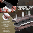 ROCOCO Meat Bone Cleaver Knife for Meat Cutting Handmade Heavy Duty Butcher Axes Hand Forged Full Tang Chopper for Kitchen Outdoor BBQ Chirstmas Mother Father Gifts Idea Men Black