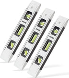 DOWELL Magnetic Torpedo Level Mini Bubble Level Box Spirit Level Alloy Frame 180/90/45 Degree 9-Inch (3, White)