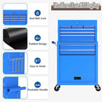 8 Drawer Tools Chest,42.9 inch Tool Cabinet with Universal Lockable Wheels，Organizable Tool Box with Detachable Top Box for Workshop，Blue