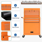 8 Drawer Tools Chest,42.9 inch Tool Cabinet with Universal Lockable Wheels，Organizable Tool Box with Detachable Top Box for Workshop，Orange