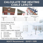 HEATIT 8JHSF1 100ft Roof Heat Cable for Ice Dam Prevention, Self-Regulating Roof Snow De-Icing with 10ft Lighted Plug, Pipe Heating Cable, for Roofing Gutter Ice Dam, ETL Listed 8W/ft 120V