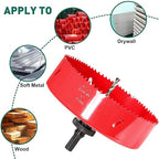 HYCHIKA 6 Inch/152mm Hole Saw,Bi-Metal Cutter Hole Max Cutting Depth 1-1/2inch(40mm) with 1 Arbor,2 Drill Bit for Wood Cutting Cornhole Plastic Drywall Boards Fiberboard