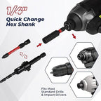 15PCS Countersink Drill Bit Set, Woodworking Tapered Drill Bits, Plug Cutter, 1/4" Hex Shank