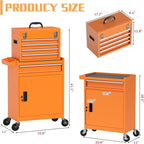 5-Drawer Rolling Tool Chest,Garage Storage Tool Box with Wheels,Lockable and Detachable Tool Cabinet,Heavy Duty Metal Tool Cart with Wheels for Garage,Warehouse,Workshop (Orange)