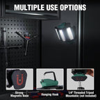 WORKPRO Rechargeable USB-C LED Work Light, Foldable Magnetic Light with Hanging Hook, 270° Rotatable, Tripod Mountable, Cordless Flashlight Light for Garage, Workshop, Auto Repair, Camping
