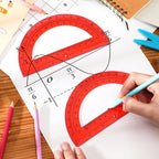EBOOT Plastic Protractor Math Protractors 180 Degrees, 6 Inch, Pack of 2 (Red)