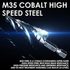 M35 Cobalt Step Drill Bit, Four Spiral Flute Unibit Step Drill Bit (1/4"-3/4") Wear-Resistant TiAlN Coated, 1/4" Hex Shank for Metal, Carbon Steel, Stainless Steel, Wood, Plastic (9 Size)