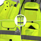 TCCFCCT Hi Vis Vest 9 Pockets High Visibility Reflective Safety Vest for Men Women, Safety Construction Vest with Reflective Strips, Meets ANSI/ISEA Standards, (Yellow, Medium)