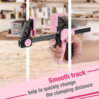 WORKPRO Bar Clamps for Woodworking, 6-Pack One-Handed Clamp/Spreader, 4PC 6" and 2PC 12" Wood Clamp Set, Light-Duty Quick-Change F Clamps with 150 lbs Load Limit, Pink Ribbon
