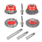 9 Pack Wire Wheel Brush kit with 5/8"-11 Thread Grinder Extension Rod & Drill Adapter,4" & 3" Wheel Cup Wire Brushes(Wire Wheel Set with Grinder Extension Rod & Drill Adapter)