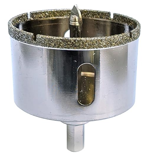 Drilax 2" Diamond Hole Saw | Removable Pilot Pin & Triangular 3/8" Shank | Wet Drilling for Ceramic, Porcelain, Tile, Quartz, Granite, Marble | Large Pipe & Drain Holes