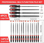 NORTOOLS 19 PCS Metal File Set, T12 Metal Files for Steel,Flat/Round/Triangle/Half-Round Hand Set with Needle File & Steel Brush for Metals, Metalworking & Woodworking