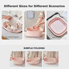 Collapsible Wash Basin Set of 3, Foldable Large Medium Small Wash Basins, Portable Plastic Basins for Laundry, Bottles, Travel, Camping (Pink)