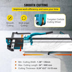 VEVOR Manual Tile Cutter, 24 inch, Porcelain Ceramic Tile Cutter with Tungsten Carbide Cutting Wheel, Infrared Positioning, Anti-Skid Feet, Durable Rails for professional installers or beginners