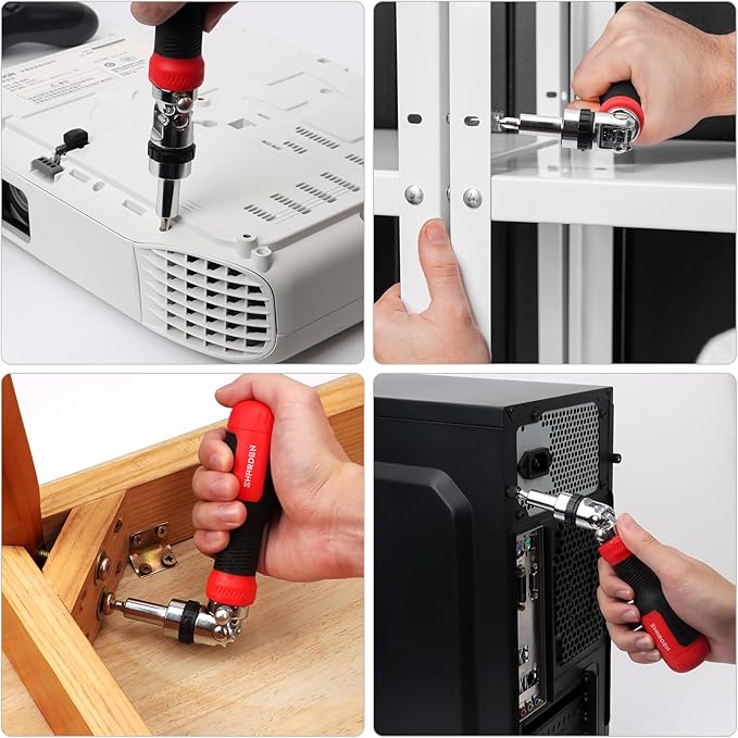 SHARDEN Ratcheting Screwdriver 13-in-1 Multibit Screwdriver All in One Screwdriver Set with Phillips, Flat Head, Torx Security, Hex, Robertson, 180 Degree Pivoting Adjustable Angled Screw Driver Set