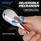 DISEN 3/8" Drive Ratchet,90-Tooth Ratchet Wrench with 10" Handle and Dust Proof Teardrop Enclosed Head, Reversible, CR-V Steel Made, CR-MO Head, Full Polished, Gifts for Men