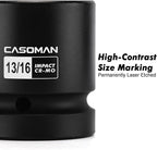 CASOMAN 1-Inch Drive Impact Socket Set-13/16", 4-Point Square Socket, CR-MO