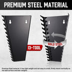 ALOANES 52-Slot Metal Wrench Organizer, Heavy Duty Hanging Wrench Organizer Tray for Tool Box&Wall, Fit SAE & Metric Wrench Storage, 4 Pack Wrench Holders (Red&Black)