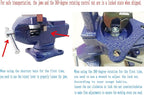 MYTEC Bench Vise or Table Vise, multifunctional jaw, multi-functional Combined Vise with Quick Adjustment, Universal Rotate 360° Work Clamp-On Vise, 3.3" blue