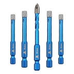 Diamond Drill Bit - BRSCHNITT 1/4 inch Masonry Drill Bits Set for Porcelain Tile Ceramic Stone Granite Marble,Hex Shank Diamond Hole Saw Drill Bit(5pcs/Pack).