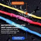 Heat Shrink Butt Connectors, 12-10 AWG Waterproof Crimp Terminals Electrical Wire Connectors Splice for Marine, Cable, Wiring