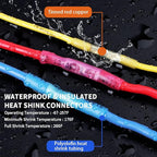 Heat Shrink Butt Connectors, 26-24 AWG Marine Grade Insulated Crimp Wire Connectors, Waterproof Electrical Connectors Butt Splice for Boat Truck Wiring