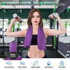 BOGI Microfiber Travel Sports Towel-Quick Dry Towel, Soft Lightweight Microfiber Camping Towel Absorbent Compact Travel Towel for Camping Gym Yoga Swimming Backpacking (XL:72''x32''+16''x16''-Purple)