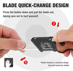 WORKPRO Folding Utility Knife with Stainless Steel Head, Quick-change Blade & Back Lock, Wood Handle Heavy Duty Box Cutter, 1PC Razor Knife with Extra 10PC SK5 Blades