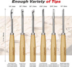 HAUTMEC Wood Carving Tools, 6-Piece Wood Chisel Sets, CRV Steel Blades with Rust-Resistant Electrolytic Coating, Fishtail V-Gouge Design for Fine Woodworking & Detailing – HT0236