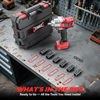 Cordless Impact Wrench 1/2" Compatible with Milwaukee 18v Battery, 750 Ft-lbs High Torque Impact Driver with 6Pcs Sockets & Storage Case, Brushless Impact Gun with 4-Speed & LED Light(Bare Tool)