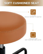 Shop Stool with Lockable Rubber Wheels Adjustable Backrest Tool Tray Storage 400 lb Capacity Rolling Garage Stool (Brown)
