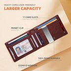 RUNBOX Slim Wallets for Men - Leather Money Clip Mens Wallet - RFID Blocking Front Pocket Bifold Wallet - Thin Credit Card Holder with Gift Box
