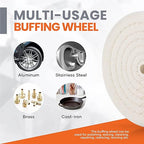 Buffing Wheels for Bench Grinder - 6 Inch Extra Thick Buffing Wheel Fine Cotton Sewn Rigid Treated Spiral with a 1/2” Center Arbor Hole - 80 Ply Polishing Wheel for Bench Grinder – by Drixet