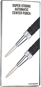 Super Strong Automatic Center Punch - 6 inch Black Steel Spring Loaded Center Hole Punch with Adjustable Tension, Hand Tool for Metal or Wood with Zippered Hard Shell Carry Case - Pack of 2