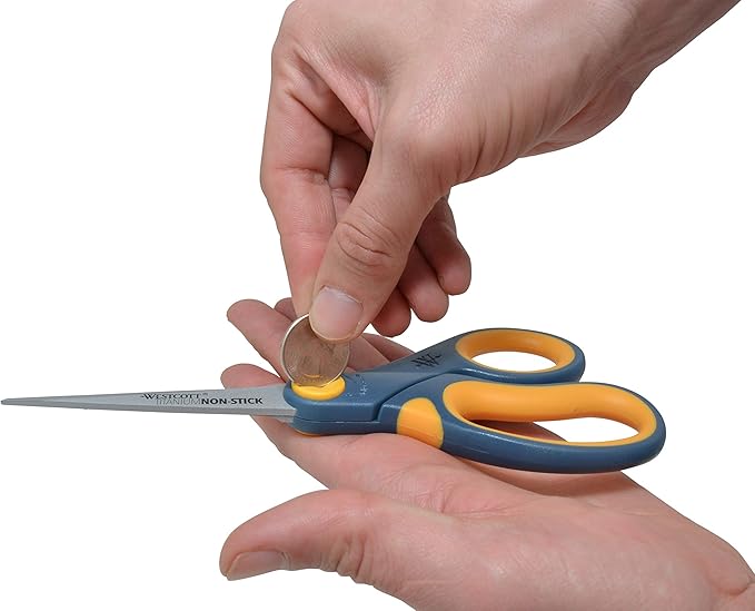 Westcott ‎17597 8-Inch Non-Stick Titanium Scissors For Office and Home, Blue/Gray, 6 Pack