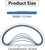 1/2 x 18 Zirconia Sanding Belts, 35 Pcs 7 Each of 40/60/80/100/120 Assorted Grits, 1/2x18 Inch Sanding Belts for Air Belt Sander, Knife Sharpening, Metal Polishing, Woodworking